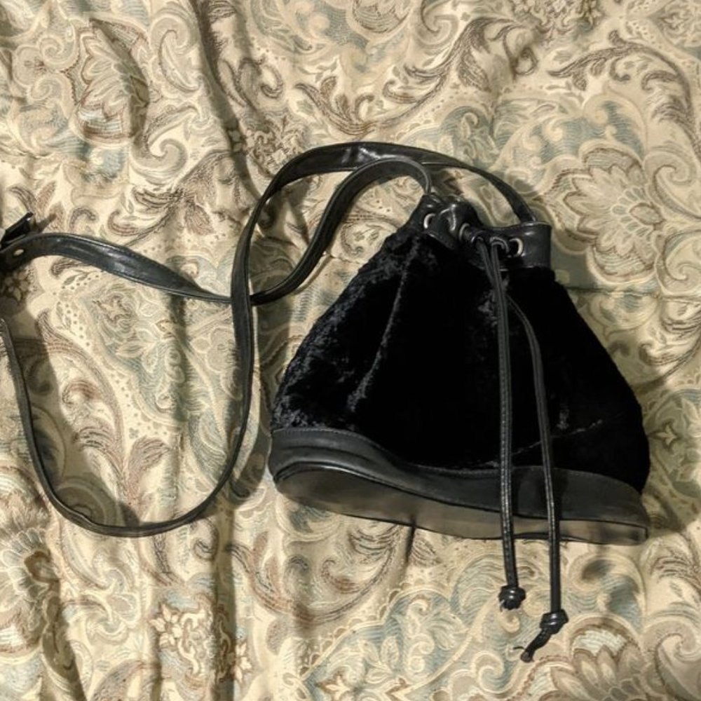 Vintage Merlin Goth Purse, leather & faux fur